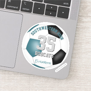 Teal black team colours kids soccer banquet favour