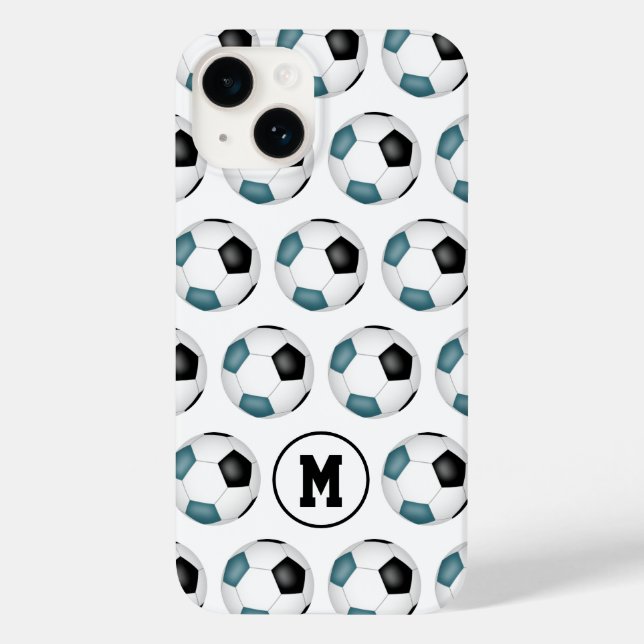 teal black team sports colours soccer balls  Case-Mate iPhone case (Back)