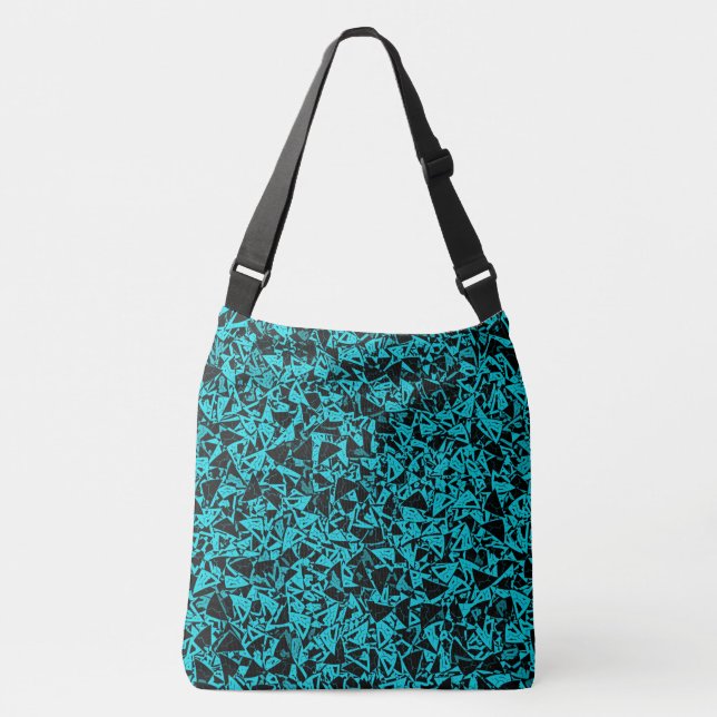 Teal Black Triangle Pattern Crossbody Bag (Front)