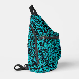 Teal Black Triangle Pattern Sling Bag