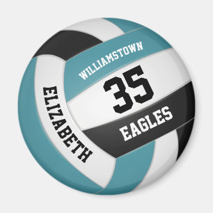 teal black volleyball team colours girls boys magnet
