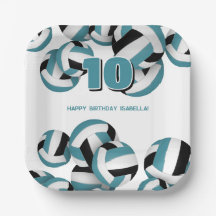 teal black volleyballs kids birthday party