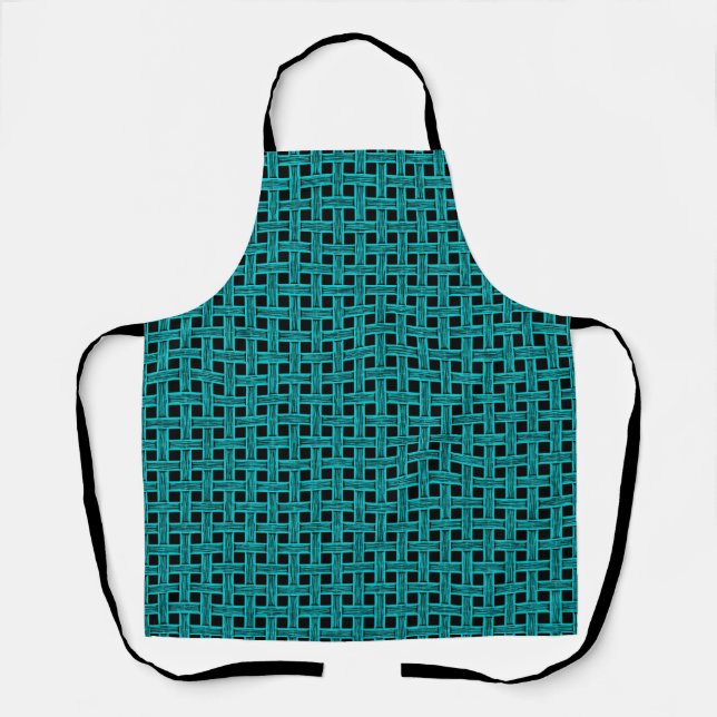 Teal Black Weave Pattern Apron (Front)