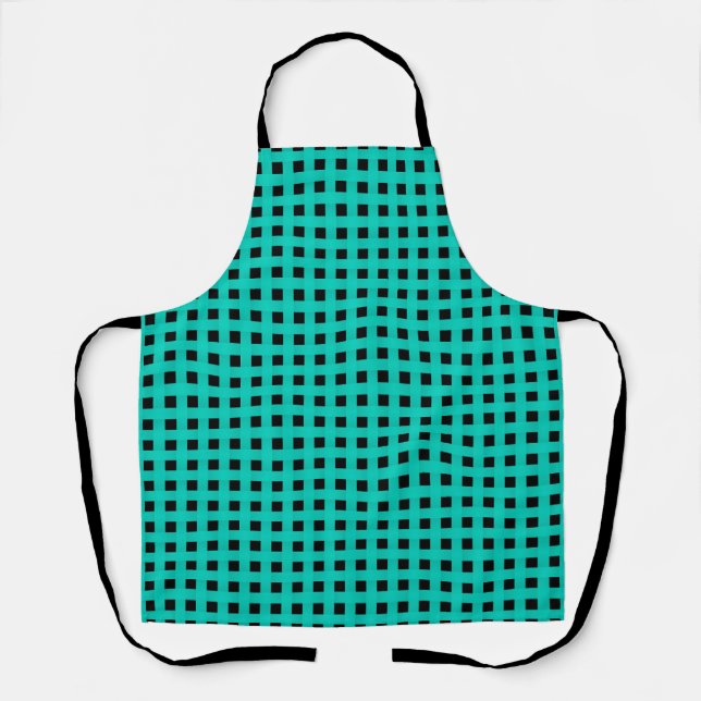 Teal Black Weave Pattern Apron (Front)