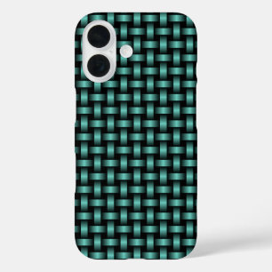 Teal Black Weave Pattern iPhone 16 Case