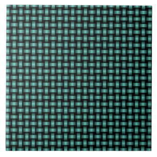 Teal Black Weave Pattern Ceramic Tile