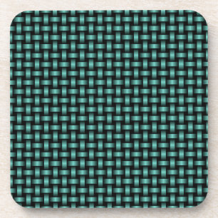 Teal Black Weave Pattern Coaster