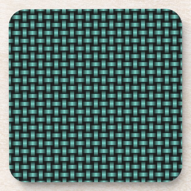 Teal Black Weave Pattern Coaster (Front)
