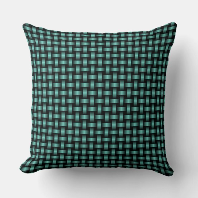 Teal Black Weave Pattern Cushion (Front)