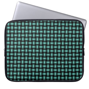 Teal Black Weave Pattern Laptop Sleeve