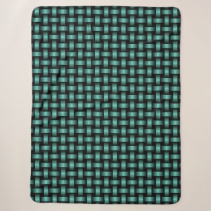 Teal Black Weave Pattern Sherpa Blanket