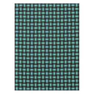Teal Black Weave Pattern Tablecloth
