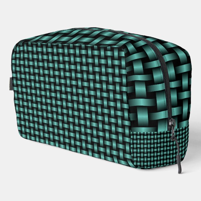 Teal Black Weave Pattern Toiletry Bag (Right Corner)