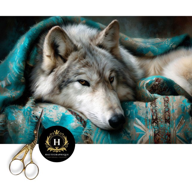 Teal Blanket Silver Wolf Portrait Tissue Paper (Creator Uploaded)