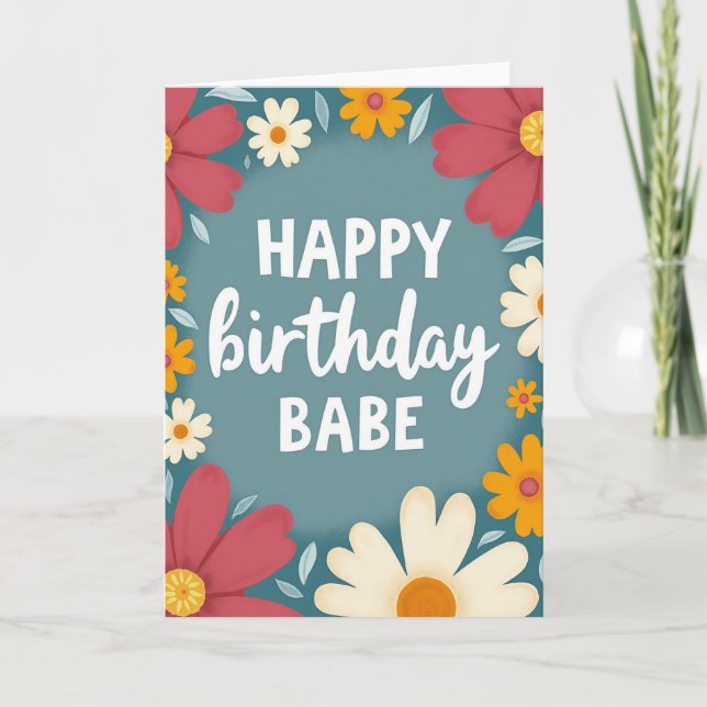 Teal Bloom Birthday Card (Front)
