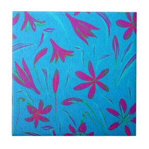 Teal Bloom Breeze Ceramic Tile