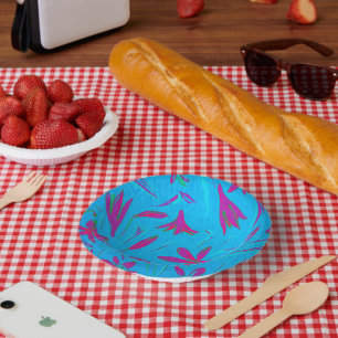 Teal Bloom Breeze Paper Plate