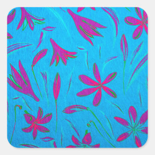 Teal Bloom Breeze Square Sticker