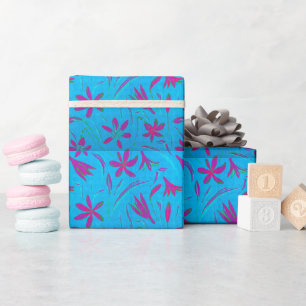 Teal Bloom Breeze Wrapping Paper