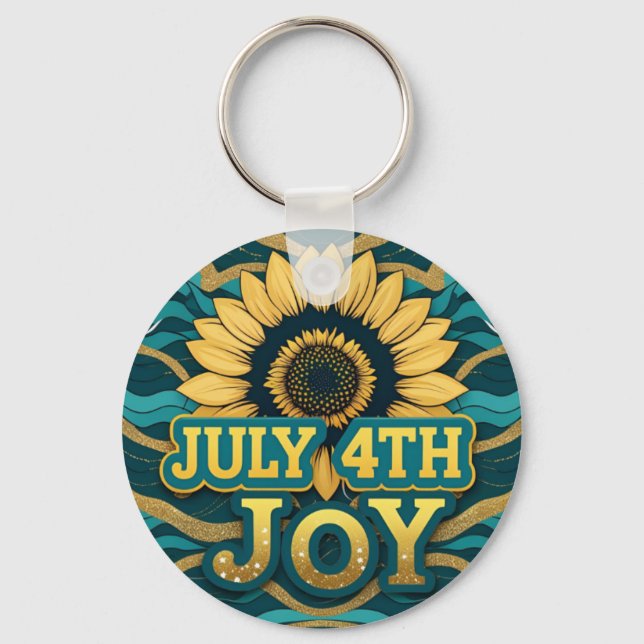 Teal Bloom Key Ring (Front)