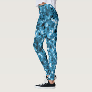 Teal Blue Abstract Bubble Leggings