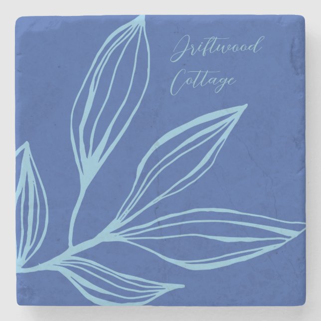 Teal & Blue Abstract Marine Coaster with Name (Front)