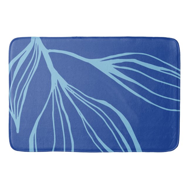 Teal & Blue Abstract Marine Life Bath Mat (Front)