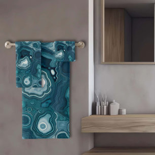 Teal Blue Agate Stone  Bath Towel Set