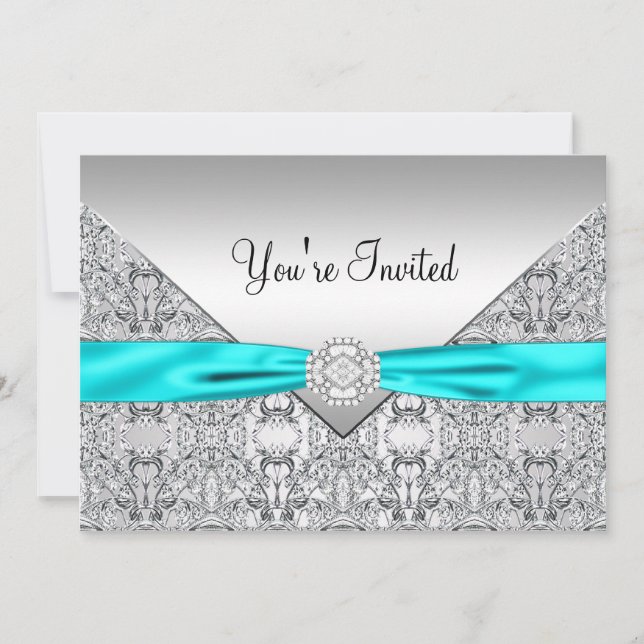 Teal Blue All Occasion Party Invitation Template (Front)