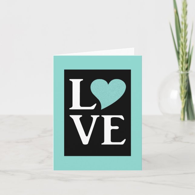 Teal Blue All You Need Is Love Shower Party Note Card (Front)