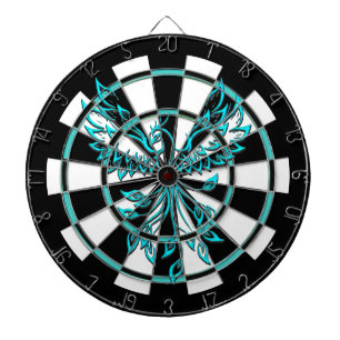 Teal Blue and Black Phoenix Rises Regulation Dartboard