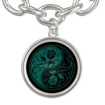 Teal Blue and Black Yin Yang Roses