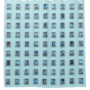 Teal Blue and Golden Gem Modern Shower Curtain