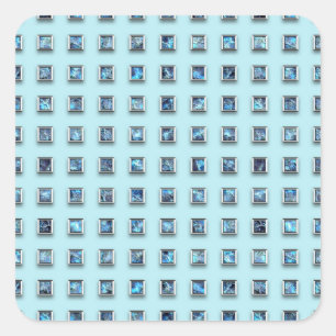 Teal Blue and Golden Gem Modern Square Sticker