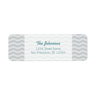 Teal blue and grey chevron Return Address Labels