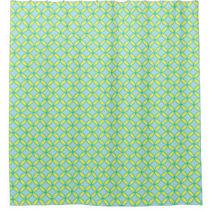 Teal blue and lemon yellow circles pattern shower curtain
