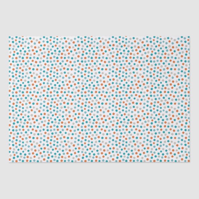 Teal, blue and Orange polka dots Tissue Paper (Front)