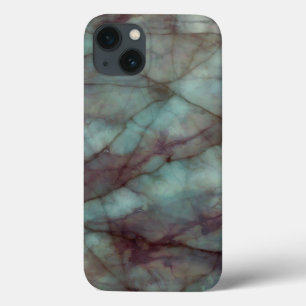 Teal Blue and Purple Fluorite Marble iPhone 13 Case