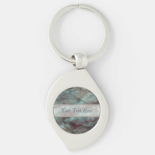 Teal Blue and Purple Fluorite Marble Key Ring