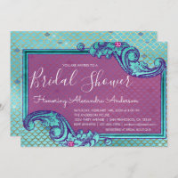 Teal Blue and Purple Mermaid Scales Bridal Shower