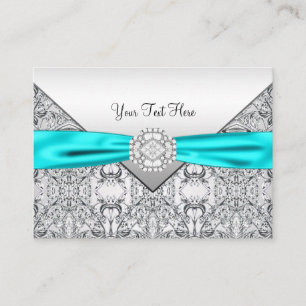 Teal Blue and Silver Business Card