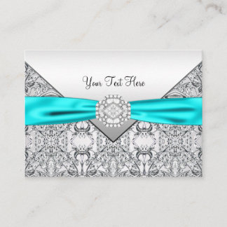 Teal Blue and Silver Business Card