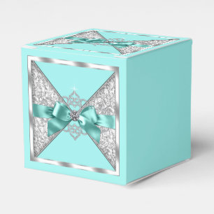 Teal Blue and Silver Sweet 16 Favour Box