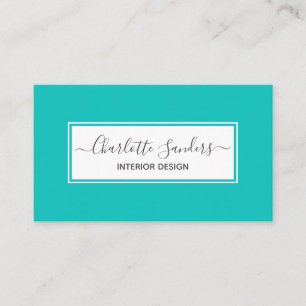 Teal blue and white business card