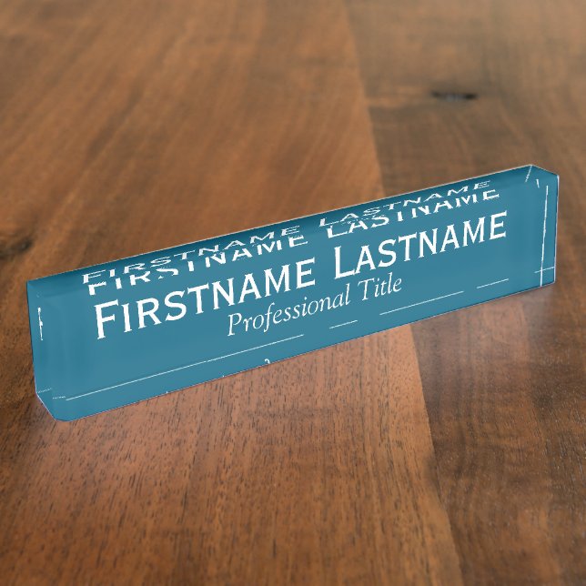 Teal Blue and White Name and Professional Title Nameplate (Side)