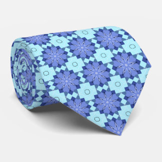 Teal, Blue and White Pattern Tie