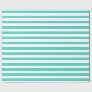 Teal Blue and White Stripe Pattern Wrapping Paper