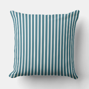 Teal Blue and White Striped Ocean Inspired  Cushion
