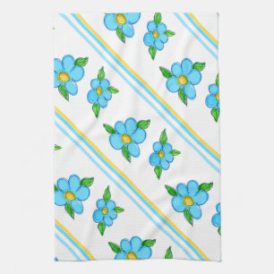Teal Blue and Yellow Tea Towel