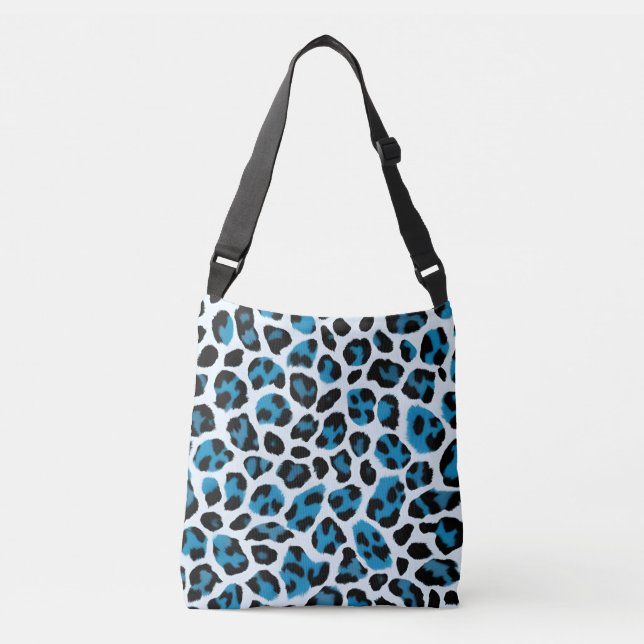 Teal Blue Animal Print Crossbody Bag (Front)